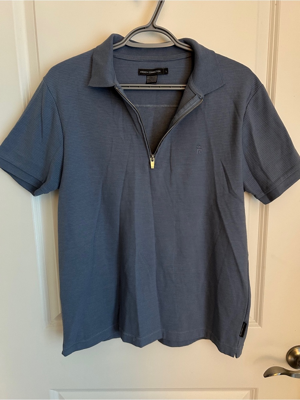 French Connection Men's Slate Blue Half-Zip Polo
